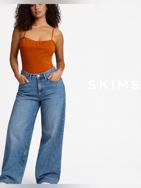 Skims 2X Ruched Seamless Everyday Bodysuit Burnt Orange thong Sculpting